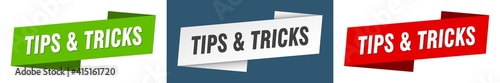 tips & tricks banner. tips & tricks ribbon label sign set