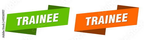 trainee banner. trainee ribbon label sign set