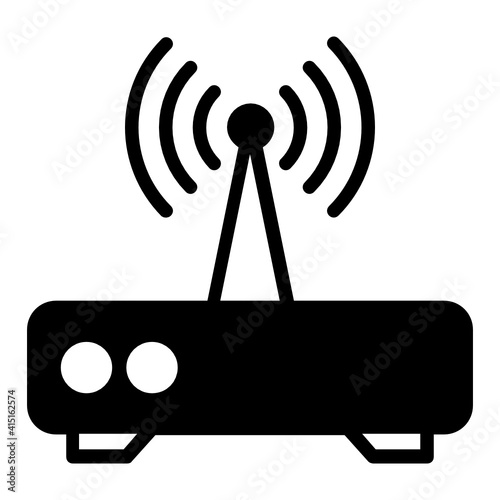 Internet Services Provider Business Symbol on White background, Wifi Modem Concept Vector Icon Glyph Design,
