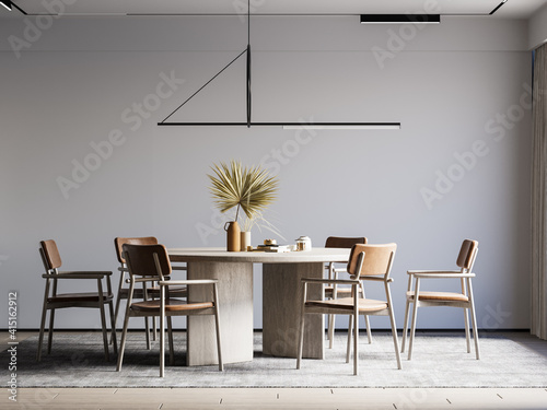 Interior Dining Room Wall Mockup 