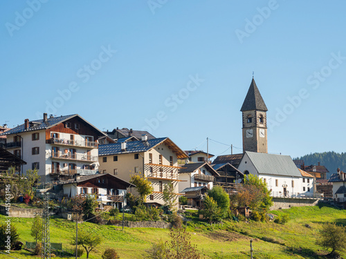Village Sappade, traditional alpine architecture in valley Val Biois, Italy. photo