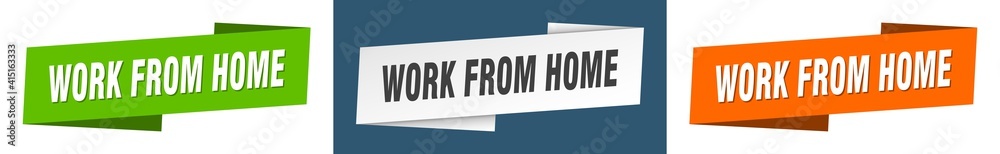 work from home banner. work from home ribbon label sign set work from home banner. work from home ribbon label sign set