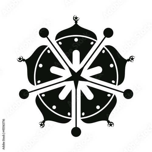 Mosque dome logo template with geometric japanese kamon illustration in flat design monogram symbol