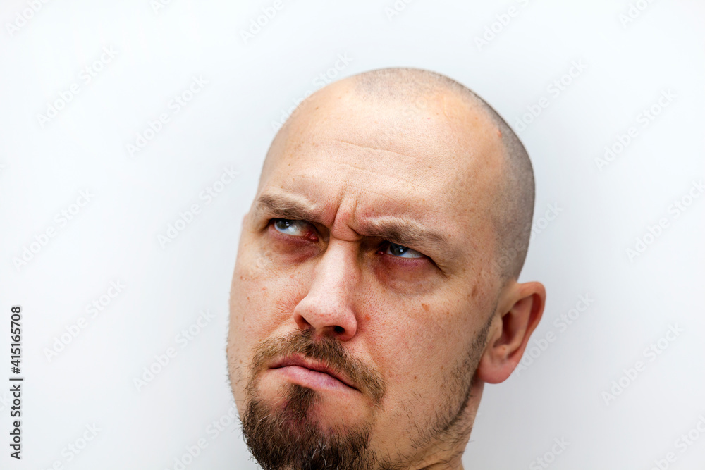 a man's face with a beard and bald, different expressions of emotion, a man's face with a beard and bald, different expressions of emotion,