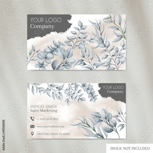 Elegant business card template with floral cover