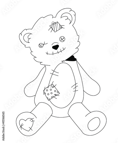 B&W broken teddy bear