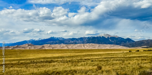 Great Sand Dunes with mountains in the background, Colorado, US
