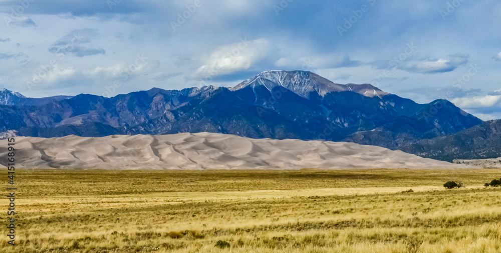 Great Sand Dunes with mountains in the background, Colorado, US