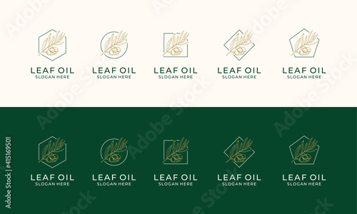 Set of Hand drawn label of extra virgin olive oil logo template