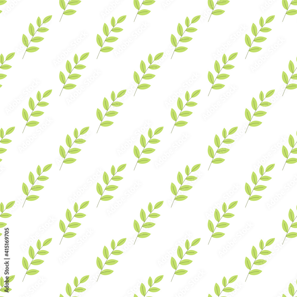Obraz premium Seamless decorative template texture with green leaves. Seamless leaf pattern.
