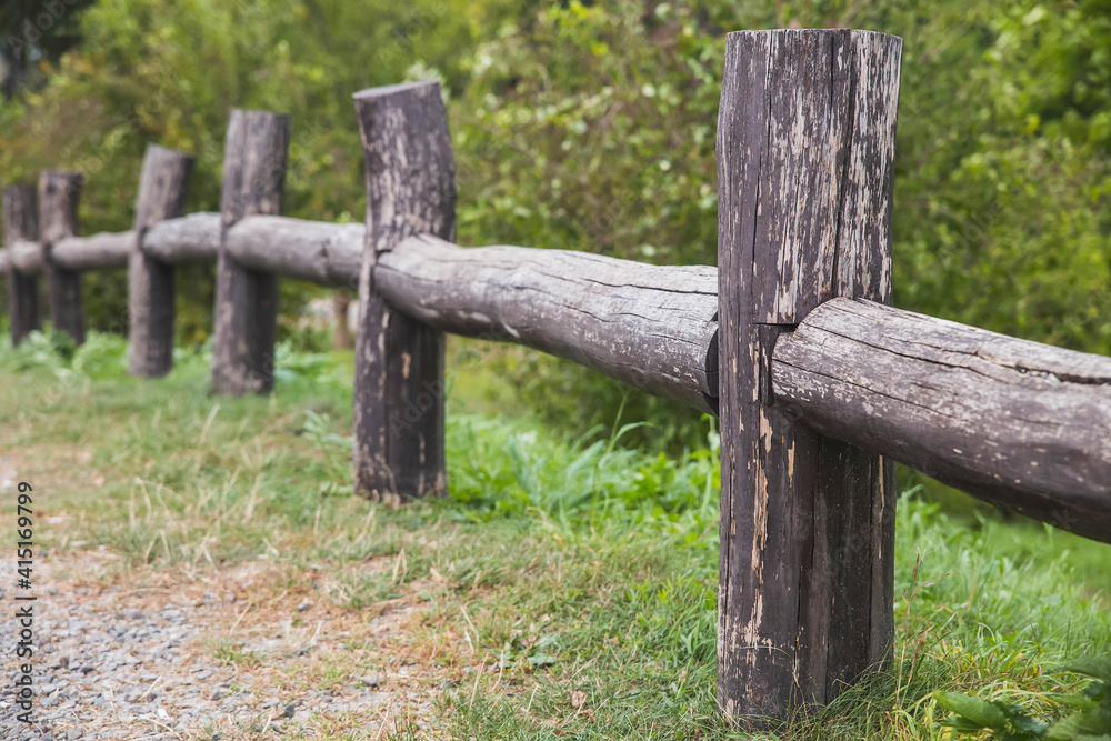 Wooden bump stop in the in the Carpathian region Ukraine Wooden bump stop in the in the Carpathian region Ukraine