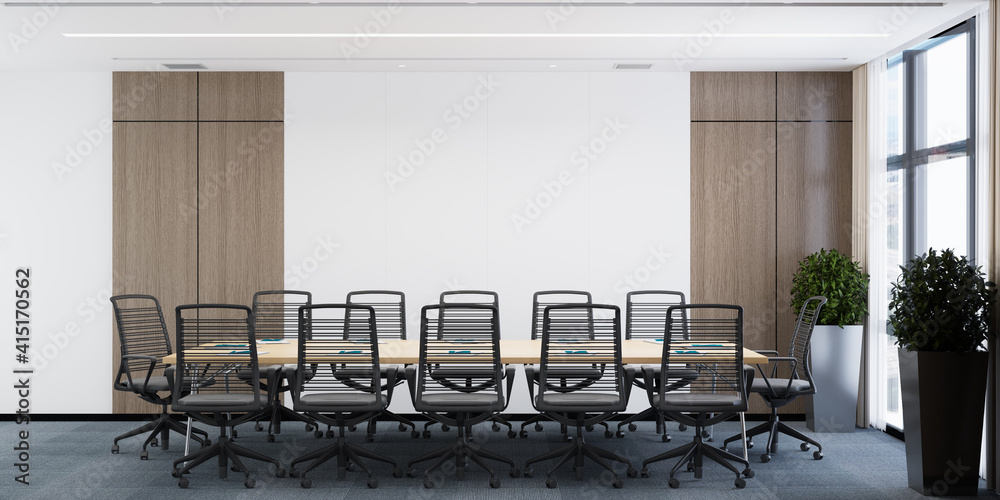 Interior Modern Office Meeting Room Wall Mockup Stock Illustration ...