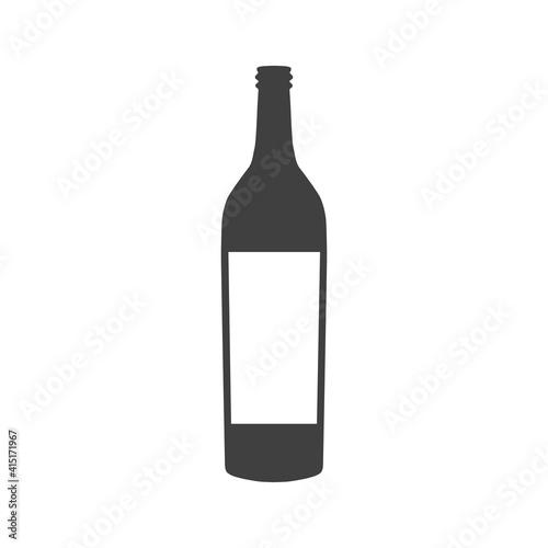 Wine bottle with label isolated on white background. Vector illustration.