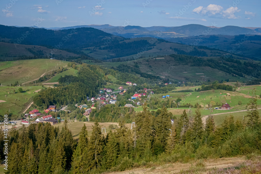 Pylypets village in the Carpathian mountains in Ukraine