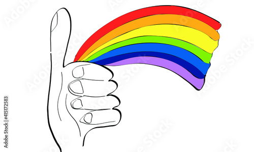 Rainbow ok hand gesture