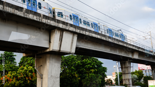 Light Railway Transit  LRT in the Philippines - Elevated Train Railway Street Photo