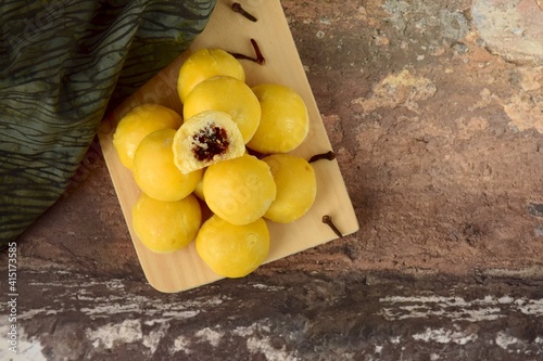 Nastar or Indonesian pineapple tart cookies. Served to celebrate Eid al-Fitr photo