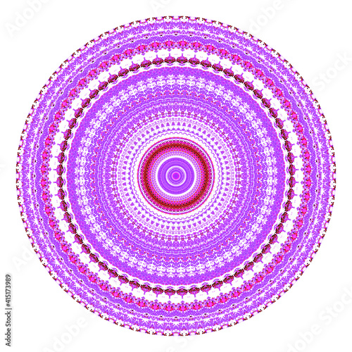 Creative pink points round symbol. Abstract symmetrical logo. Mosaic colorful beautiful beads. Circle dots modern pixel floral art icon. Pattern ornament decorative illustration eps10.
