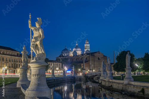 Italy, Padua, Prato della Valle, This square is the largest in Italy and features an elliptical canal with statues on both sides.