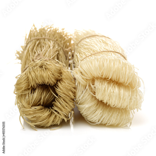 Chinese staple food, Bean threads Noodles on white background  photo