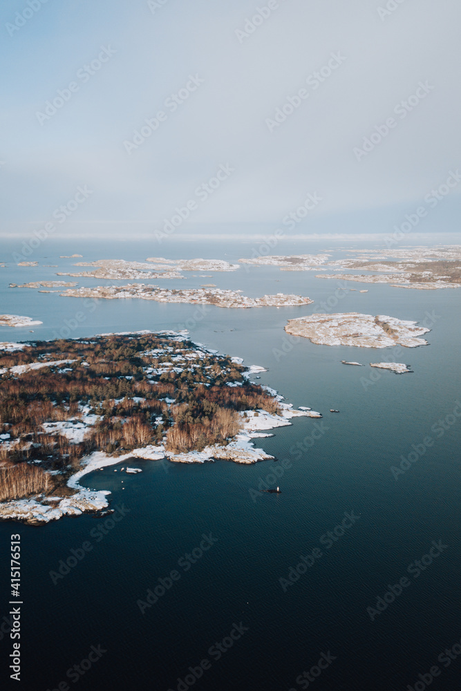 Northern archipelago from above in the winter Northern archipelago from above in the winter