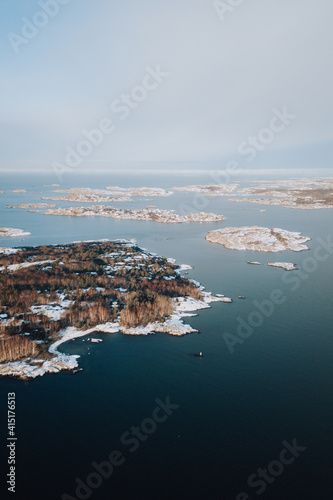 Northern archipelago from above in the winter photo