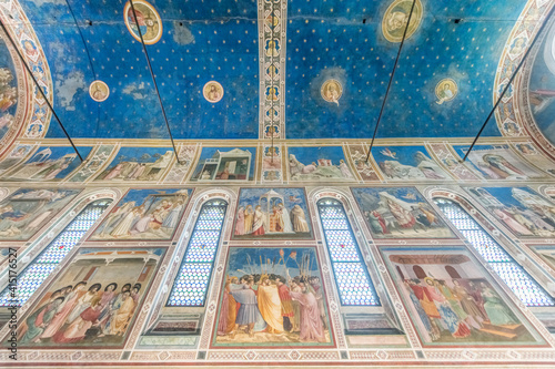 Slika na platnu Italy, Padua, Scrovegni Chapel Ceiling with frescoes painted by Giotto in the 14