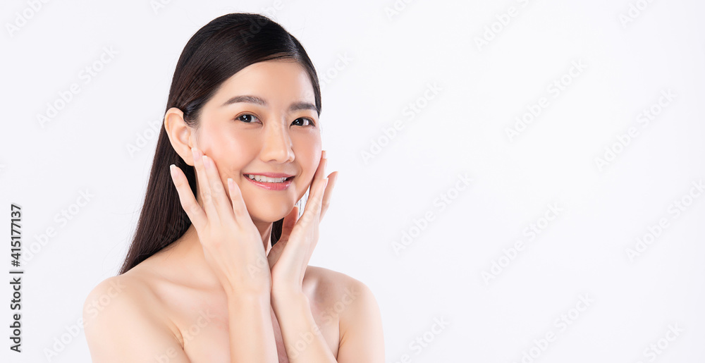 Beautiful young asian woman with clean fresh skin on white background, Face care, Facial treatment, Cosmetology, beauty and spa, Asian women portrait Beautiful young asian woman with clean fresh skin on white background, Face care, Facial treatment, Cosmetology, beauty and spa, Asian women portrait