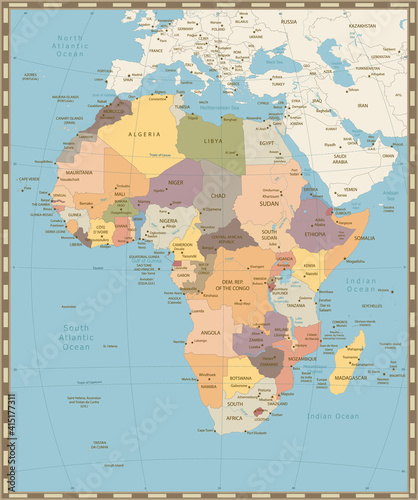 Africa old vintage political map