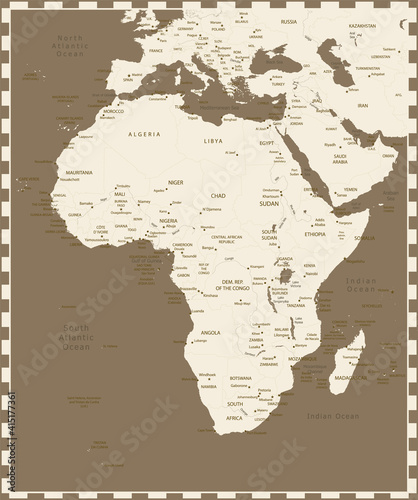 Stylized old detailed map of Africa