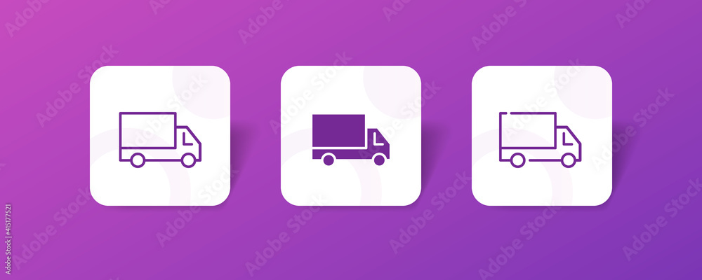 truck delivery shipping icon set in line, solid, glyph, 3d gradient style