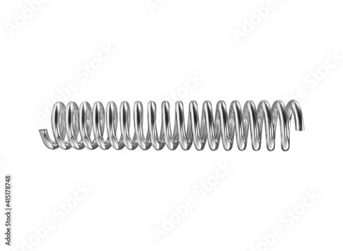 Fotografie Silver color coil spring isolated over white background