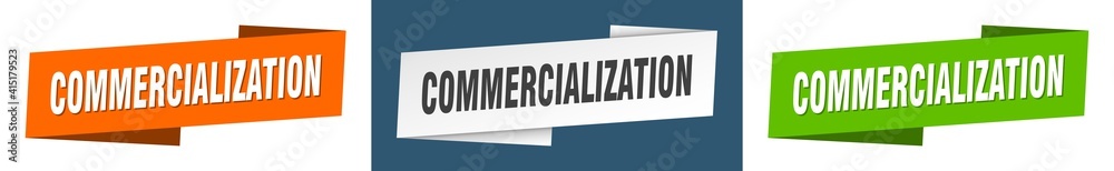commercialization banner. commercialization ribbon label sign set