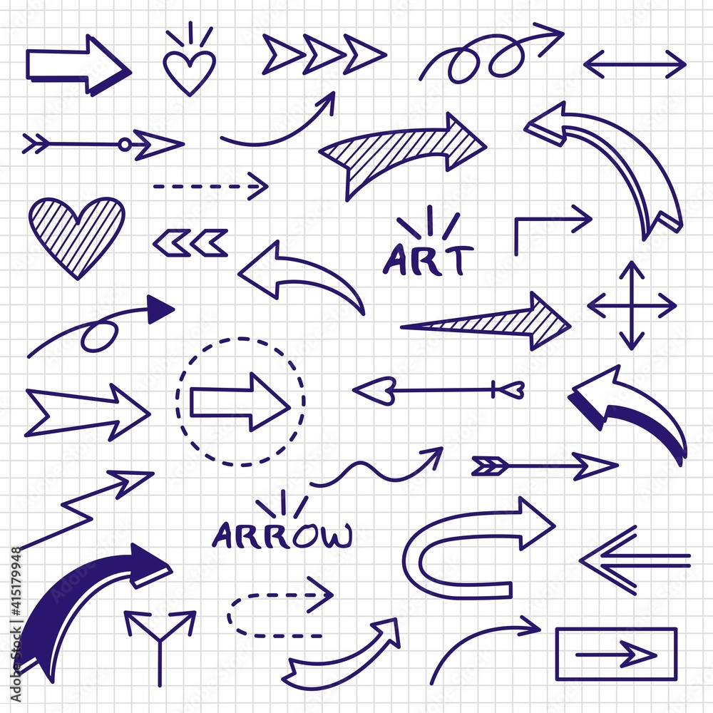 Set of arrows vector illustration.Arrow doodles vector Set of arrows vector illustration.Arrow doodles vector