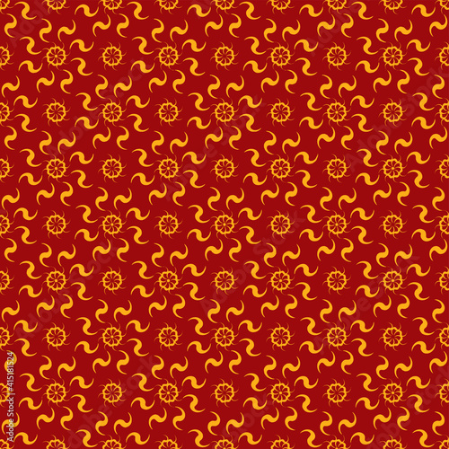 Seamless African Shweshwe Swirl Design Pattern for Fabric and Textile Print in Red and Orange