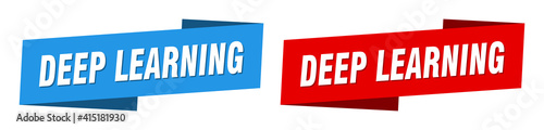 deep learning banner. deep learning ribbon label sign set