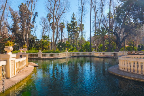 Castellón de la Plana, Valencian Community, Spain (Costa del Azahar). Beautiful Ribalta Park pond. Public area.