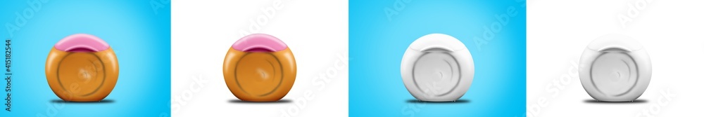 3d Illustration of Dental Floss Mockup. Non-transparent. Different colors. Blue or White Background. 3d Illustration of Dental Floss Mockup. Non-transparent. Different colors. Blue or White Background.