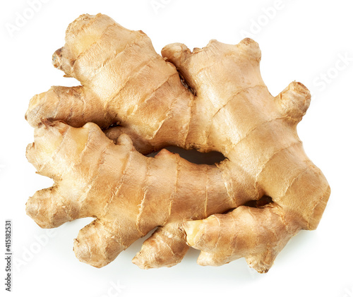 Ginger root isolated on white background, top view 