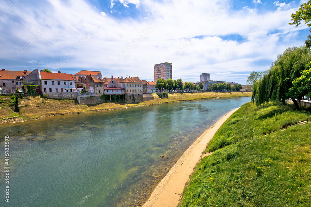 River Kupa and town of Karlovac waterfront view