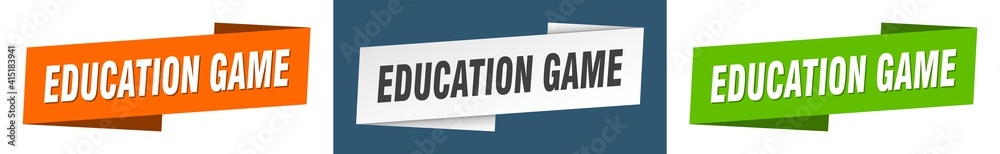 education game banner. education game ribbon label sign set