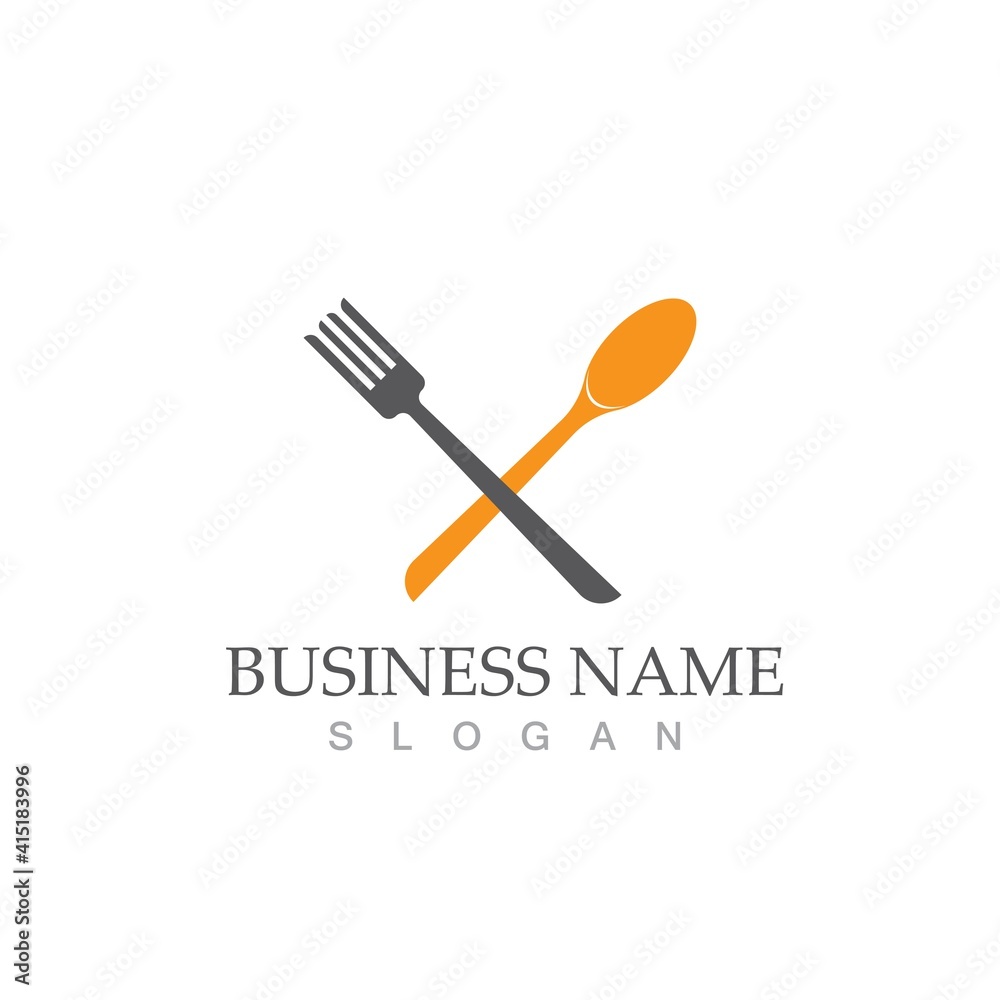 spoon and fork logo and symbol vector image