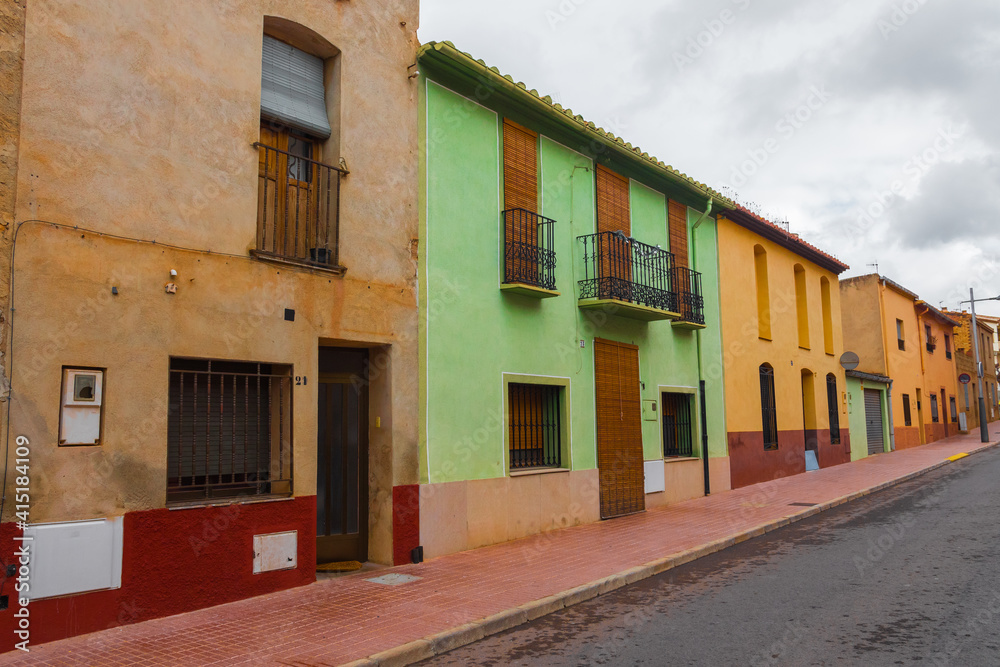 Sant Joan de Moró (San Juan de Moró), province of Castellón, Valencian Community, Spain. Beautiful spanish antique street and houses.