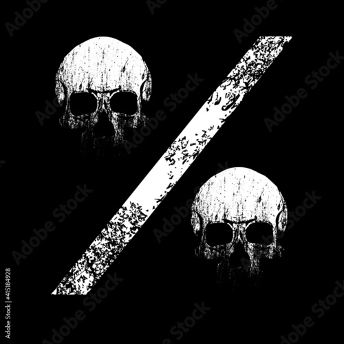 vector illustration of the percent sign formed by two skulls isolated on black