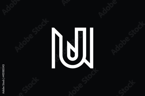 UN logo letter design on luxury background. NU logo monogram initials letter concept. UN icon logo design. NU elegant and Professional letter icon design on black background. U N NU UN