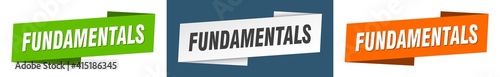 fundamentals banner. fundamentals ribbon label sign set