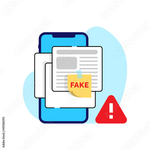 selective in filtering about information, hoax, fake news on smartphone screen concept illustration flat design vector eps10