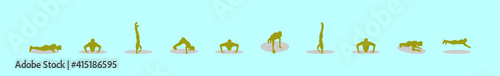 set of push up cartoon icon design template with various models. vector illustration isolated on blue background