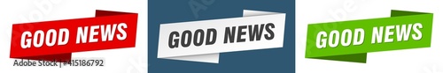 good news banner. good news ribbon label sign set