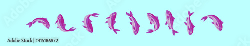 set of sardine food cartoon icon design template with various models. vector illustration isolated on blue background